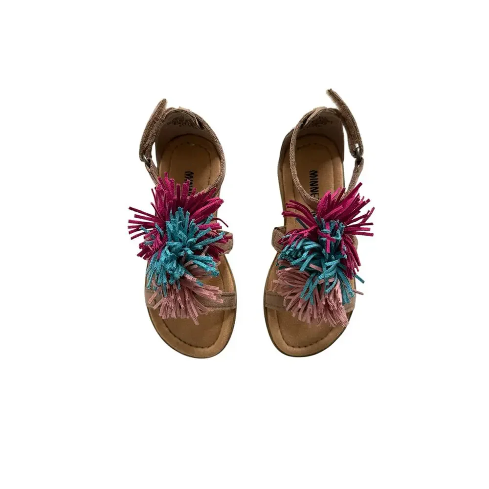 New In Box Minnetonka Pom Fringe Sandals Size 10